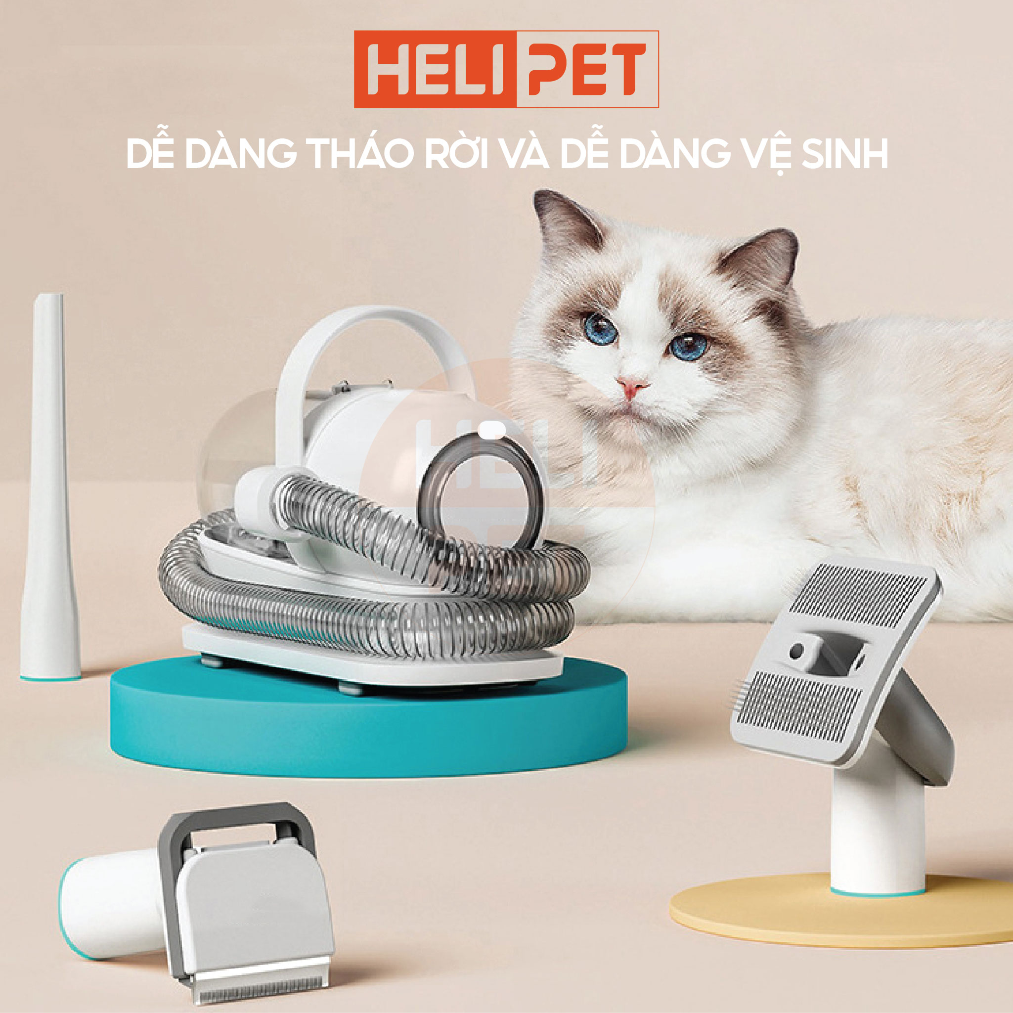 Máy Hút Lông, Máy Cắt Tỉa Lông Mèo, Chó Có Tính Năng Hút Bụi Lông Đa Năng Tiện Lợi- HeLiPet
