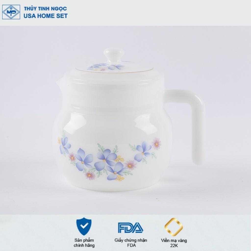 Ấm café 1.4L viền vàng 22K các mẫu hoa văn Thủy Tinh Ngọc USA Homeset cao cấp nhập khẩu chính hãng