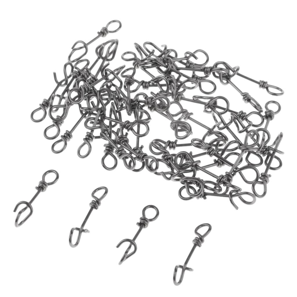 50 Pieces Steel Quick Lock Fishing Snap Clip Swivel Connector 10mm