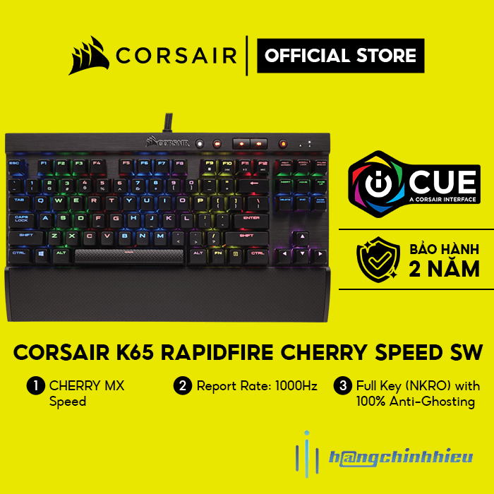 Bàn phím cơ Corsair K65 RapidFire Cherry Speed sw CH-9110014-NA Hàng chính hãng