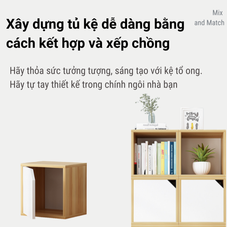 Tủ Kệ Gỗ Tổ Ong Đa Năng FIVO Mã FB02 Dễ Dàng Lắp Ráp Ghép Ô Decor Theo Ý Thích