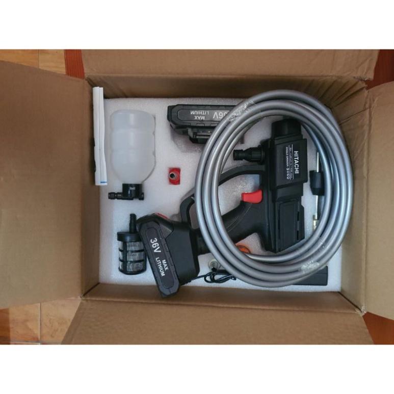 MÁY rửa xe mini, Hitachi cầm tay pin 199v áp lực,