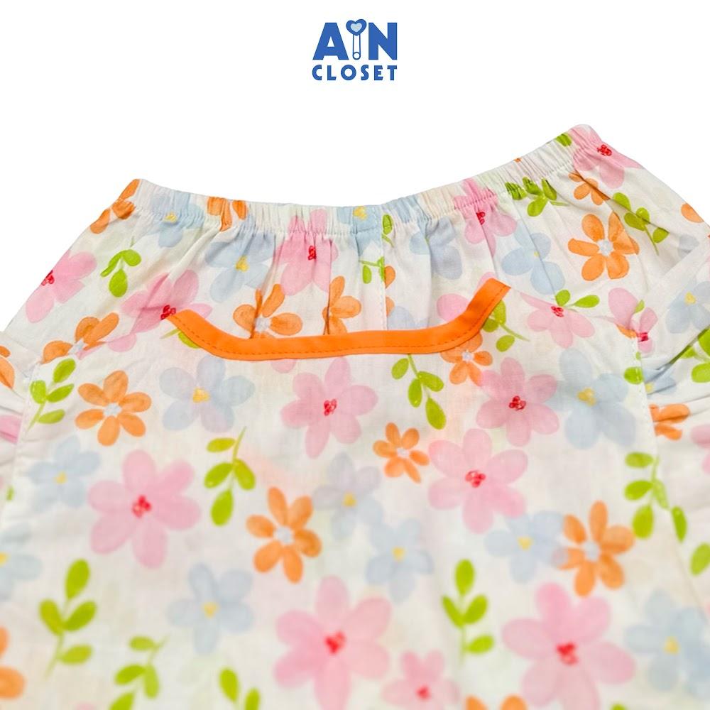 Bộ quần áo Ngắn bé gái hoạ tiết Hoa Sử Quân Tử Cam Cotton - AICDBGGXNO2F - AIN Closet