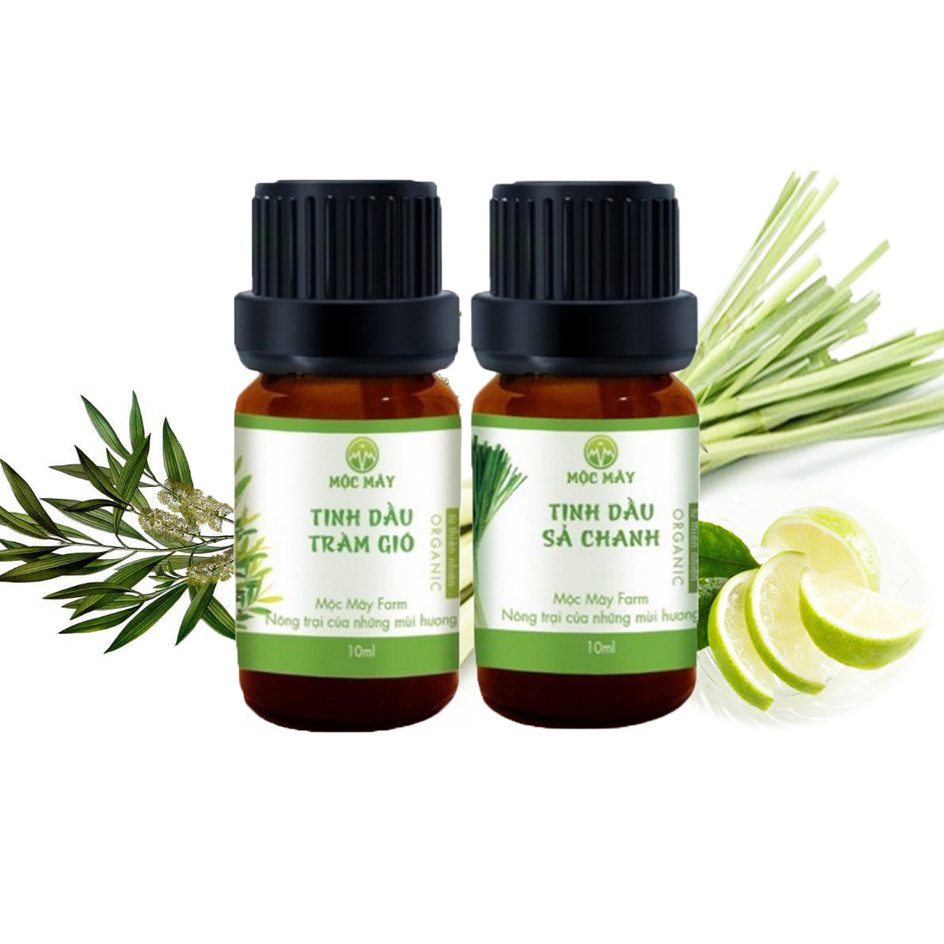 Combo 2 chai tinh dầu thiên nhiên Mộc Mây:Tinh Dầu Sả Chanh Lemongrass 10ml+Tinh dầu Tràm Gió 10ml