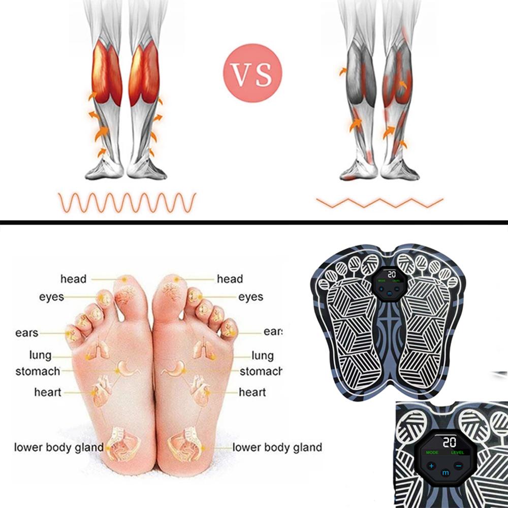 Electric Foot Massager Mat Portable Foldable Foot Massage Pad 10 Modes 20 Levels Intensity with LCD Screen