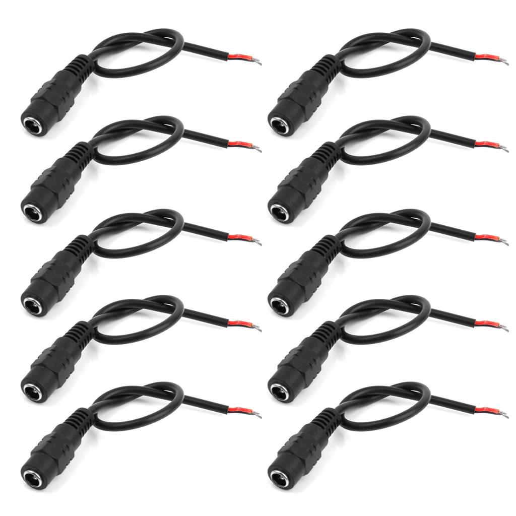 10x 20cm DC Power Pigtail Female Cable Plug Wire Connector for CCTV Camera