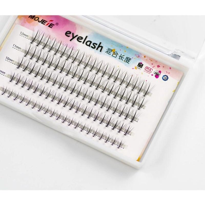 Mi nối dạng chùm katun sợi mi nhẹ mềm độ cong tuyệt vời. 1 khay đủ độ dài từ 8 đến 12mm