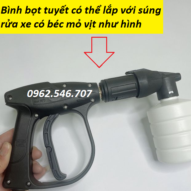 Bình xà bông tạo bọt tuyết máy xịt cao áp - 0.5L, bình tạo bọt tuyết bằng nhựa gắn máy rửa xe