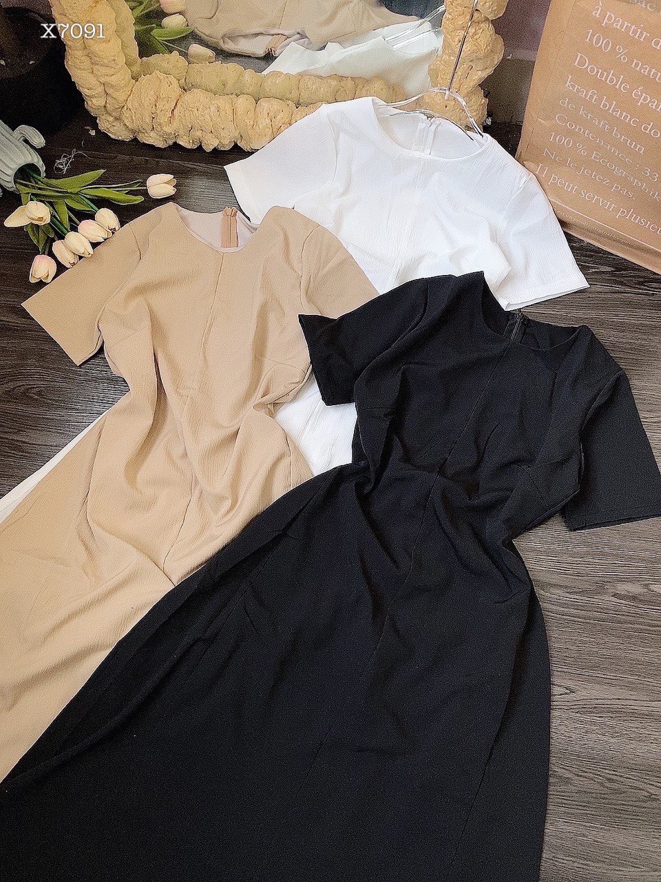 ĐẦM ĐEN DÀI MIDI SUÔNG TRƠN CỔ TRÒN TAY NGẮN ÔM BODY ĐI TIỆC ĐI CHƠI ĐI BIỂN DẠO PHỐ