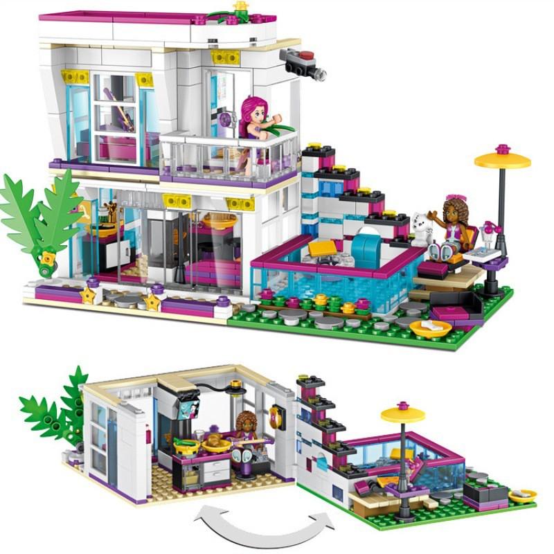 Đồ Chơi Lắp Ráp Kiểu LEGO Friends Cho Bé Gái Mô Hình Biệt Thự Ngôi Sao Livi's Pop Star House Với 760 Mảnh Ghép