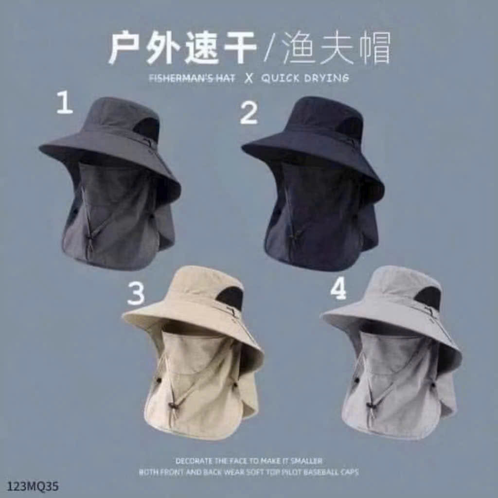 Mũ Tai Bèo Chống Nắng Ngư Phủ Vành Rộng Có Vạt Che Cổ Tháo Rời Vải Nylon Chống Thấm Nhanh Khô Nam Nữ - HÀNG CHÍNH HÃNG MINIIN