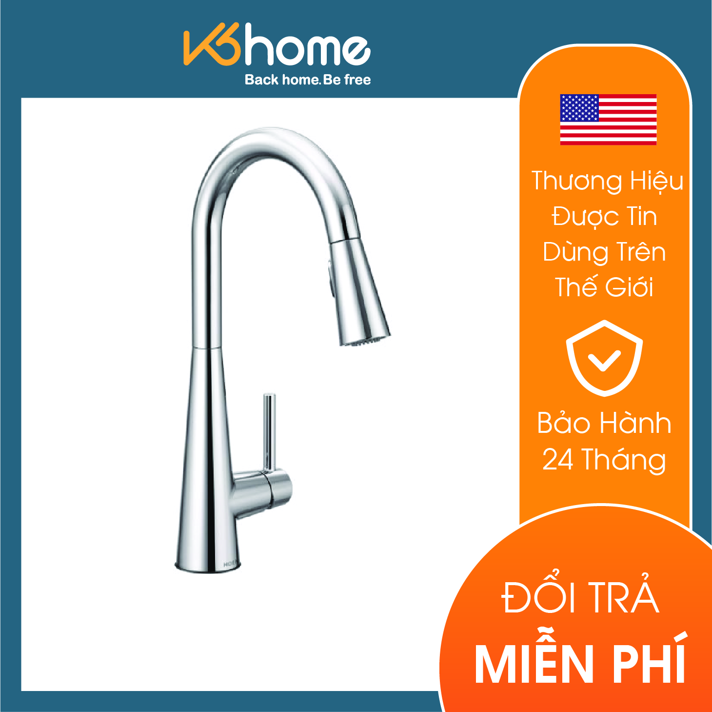 Vòi bếp nóng lạnh dây rút dòng Sleek Moen - GNMCL7864