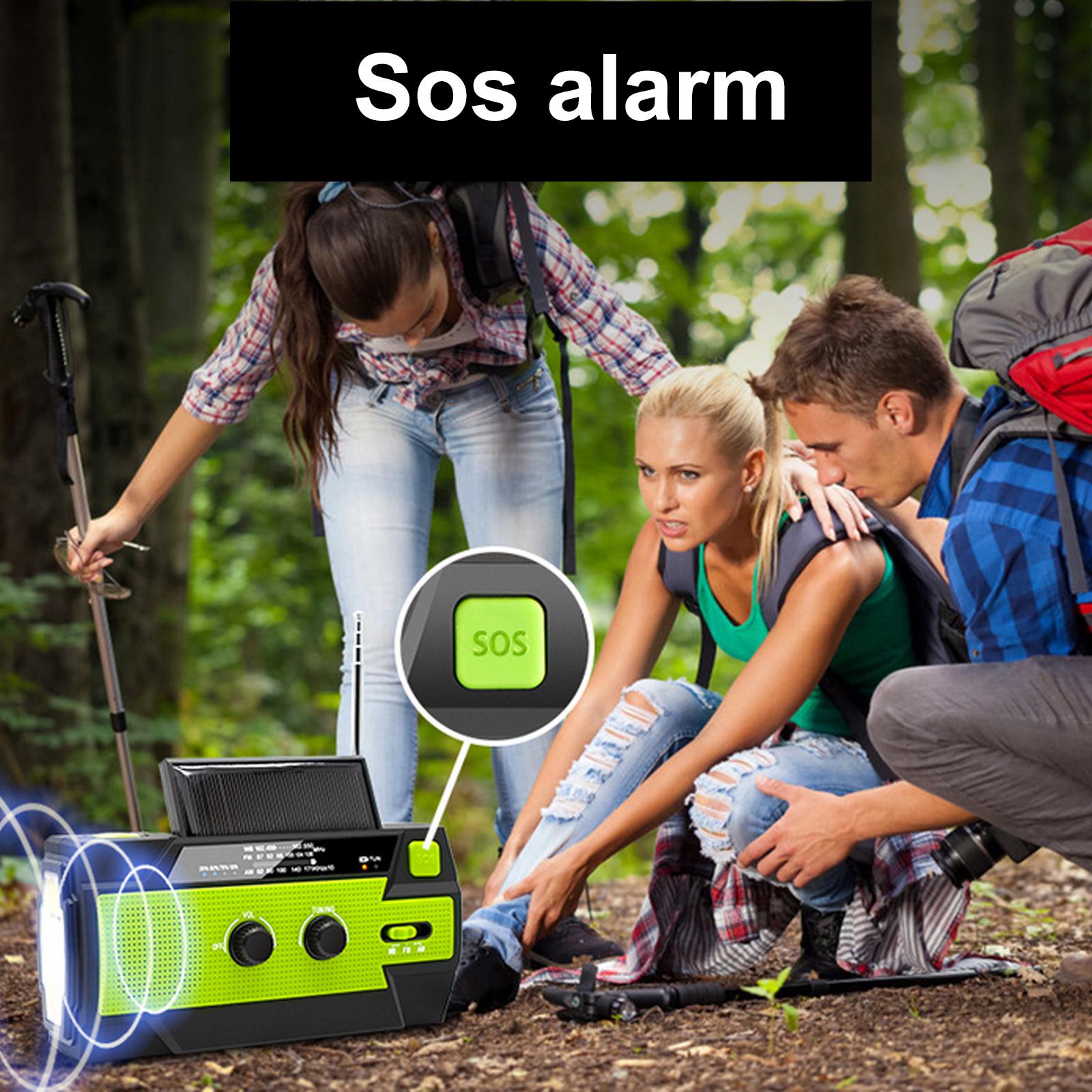 Portable AM/FM and NOAA Radio Outdoor Solar Emergency Hand Crank Radio Reading Light Motion Sensor Light with LED Flashlight SOS Alarm 4000mAh Battery USB Output