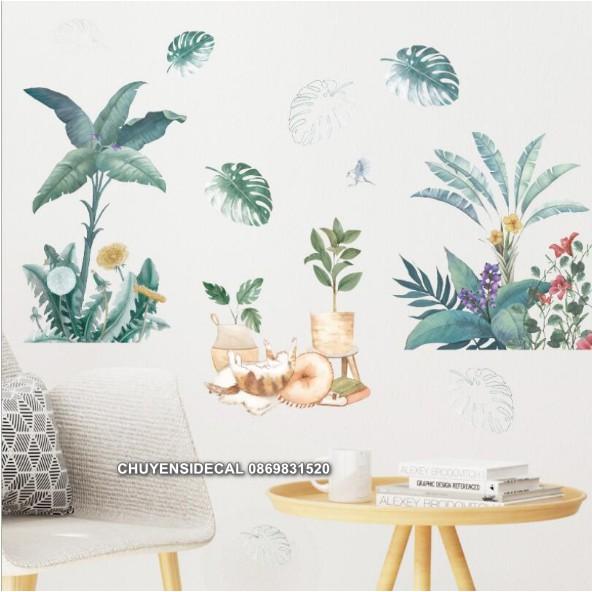 Decal trang trí tường - Họa Tiết Hoa Lá Cổ Điển cá tính mới