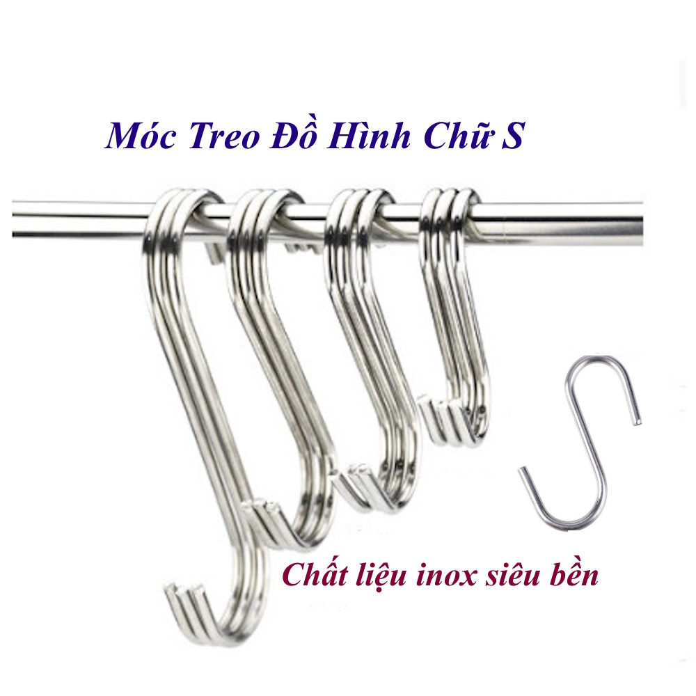 Hình ảnh Móc treo đồ hình chữ S chịu lực Chất liệu inox không gỉ Siêu cứng Chịu lực Chắc chắn Nhiều kích thước Sx tại Việt Nam