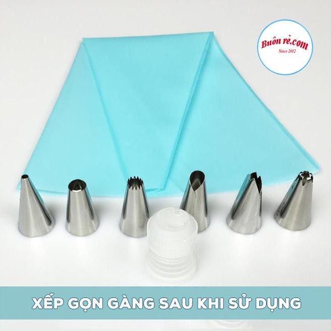 Bộ 6 chi tiết bắt kem bằng inox kèm túi silicon trang trí bánh kem tiện lợi – 01452