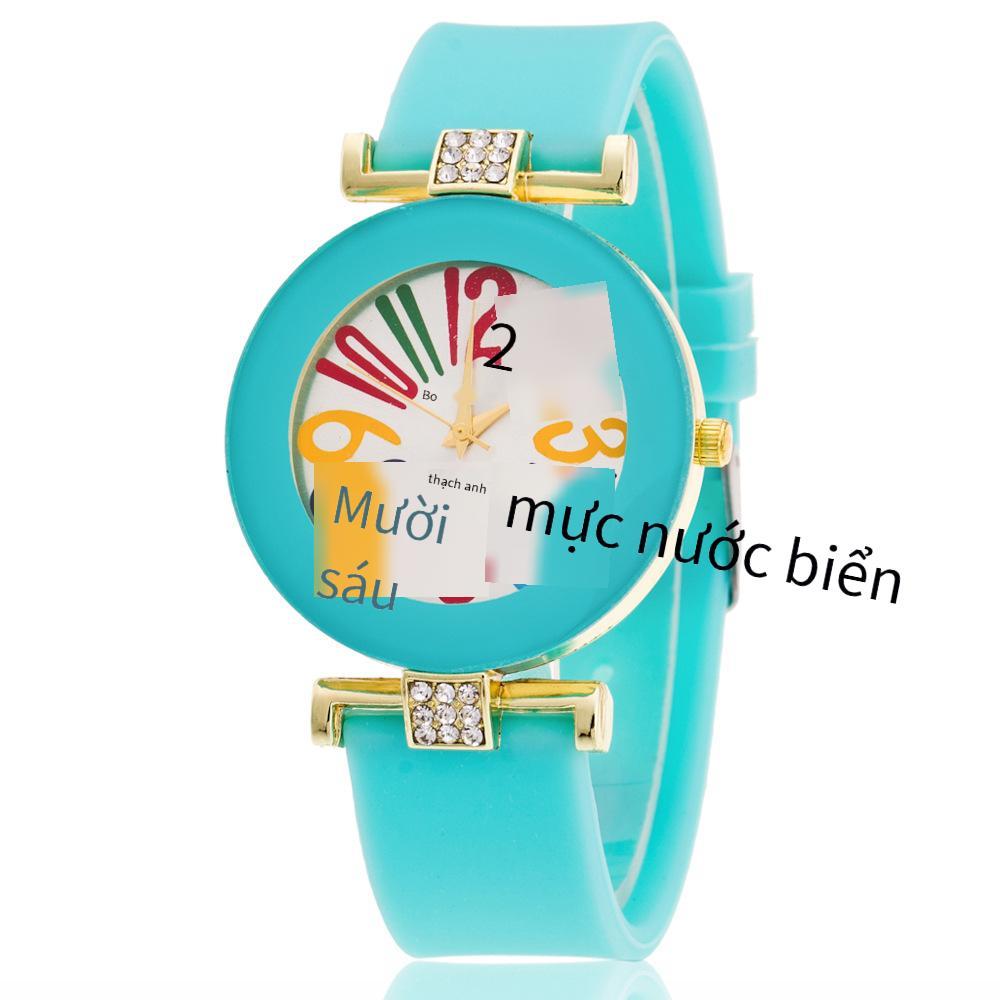 Phong cách mới nhất Đồng hồ đeo tay silicon phong cách nổ Wish thời trang đồng hồ silicon kim cương màu sắc hoa văn đồng hồ thể thao cho nam và nữ