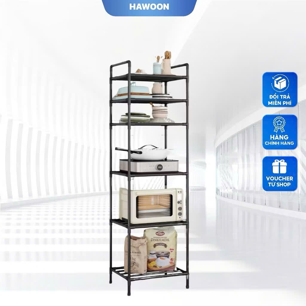 Kệ Nhà Bếp, Kệ Phòng Khách 6 Tầng Đa Năng, Khung Thép Carbon Sơn Tĩnh Điện Chống Rỉ - HÀNG CHÍNH HÃNG MINIIN