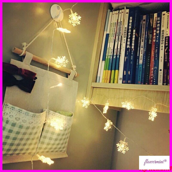 Dây đèn bông hoa tuyết trang trí giáng sinh, treo cây thông noel dài 6m bóng đèn led decor nội thất độc đáo Flowermini