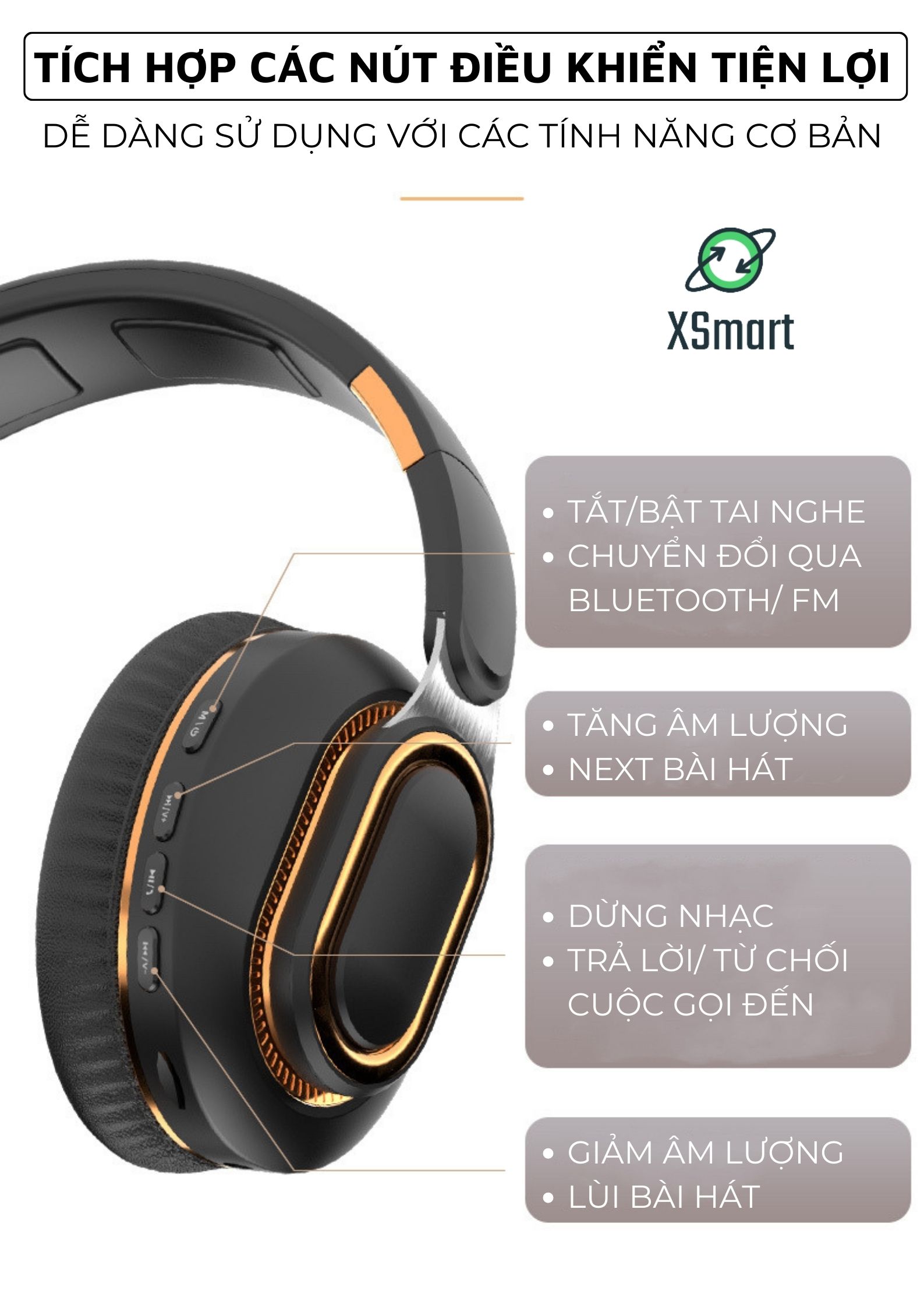 Tai Nghe Chụp Tai Headphone Bluetooth Không Dây Có Mic H7BT NEW 2023 Âm Thanh Vòm 9D Siêu Bass Cực Chất-Hàng Chính Hãng