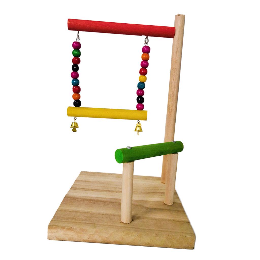 Pet  Parrot Bird Climb Stand Perch Stand Wooden Birds Chew Cage Swing Toys