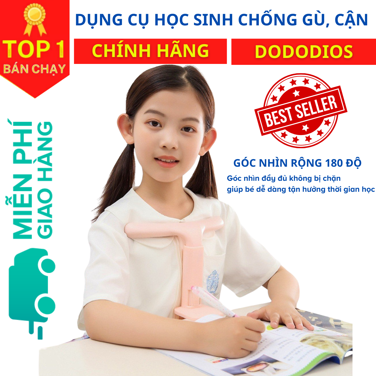 Giá đỡ chống cằm, chống cận thị, hạn chế gù lưng cho bé - Có nhiều nấc chiều cao để lựa chọn - Nhựa an toàn cho trẻ em - Hàng chính hãng dododios