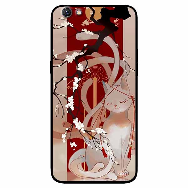 Ốp lưng in cho Oppo F3 Plus Mẫu Mèo Cành Hoa Đào