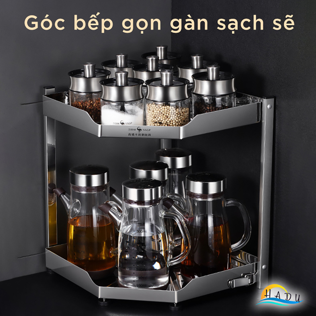 Kệ Góc Tường Inox 304 Tam Giác 2 3 Tầng Nhà Bếp Cao Cấp Đạt Chất Lượng Đức SSGP