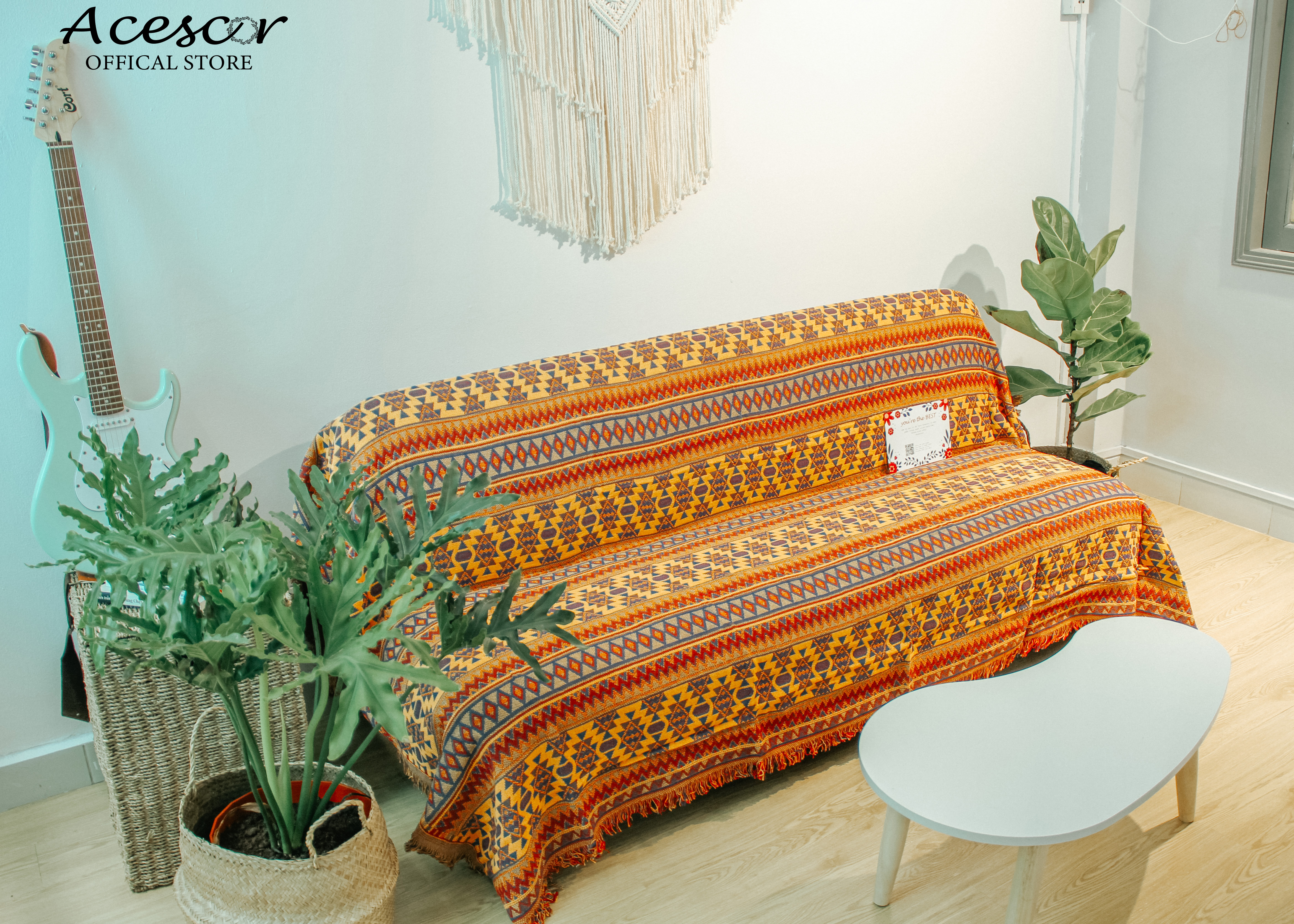 Thảm Chăn Thổ Cẩm, Vintage Phủ Sofa,Thảm Trải Sàn, Trải Bàn, Chăn Đắp TVT02 180x230 cm - Trang Trí Phòng Khách, Phòng Ngủ, Làm Quà Tặng Tân Gia, Sinh Nhật (Nội Thất)