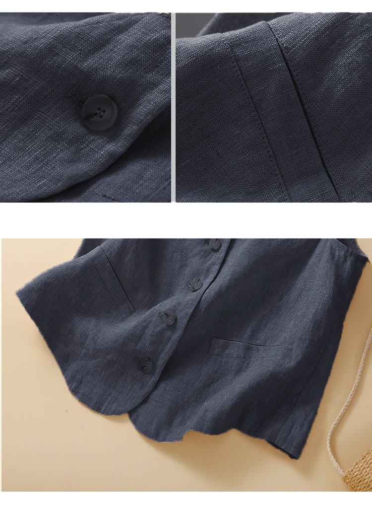 Áo vest nam, áo ghile nam Linen dáng ngắn, phối đồ nam tính trẻ trung Đũi Việt Dv02
