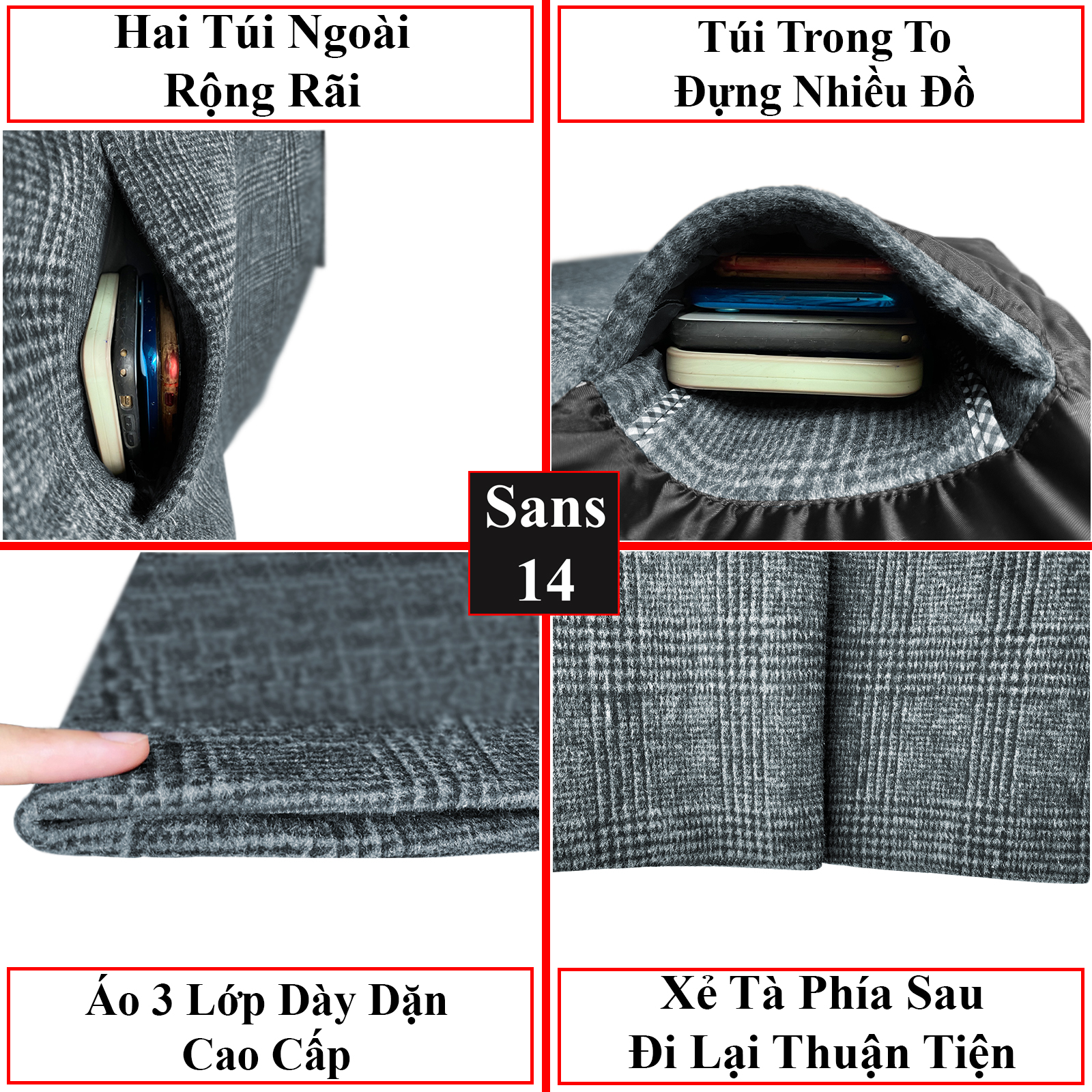 Áo Khoác Nam Lông Cừu Áo Mangto Nam Siêu Cấp Áo Dạ Nam Dáng Vừa Sans14 Sans Shop