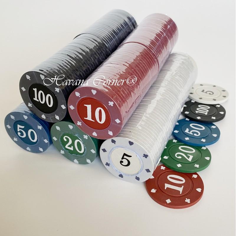 Lẻ cọc 20 phỉnh poker nhiều mệnh giá lựa chọn 5, 10, 20, 50, 100