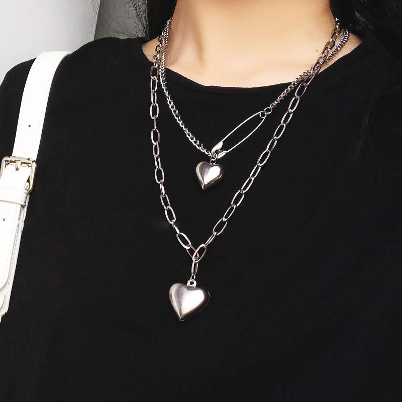 Vòng cổ dây chuyền 2 lớp tim tim mix kim băng độc lạ chất