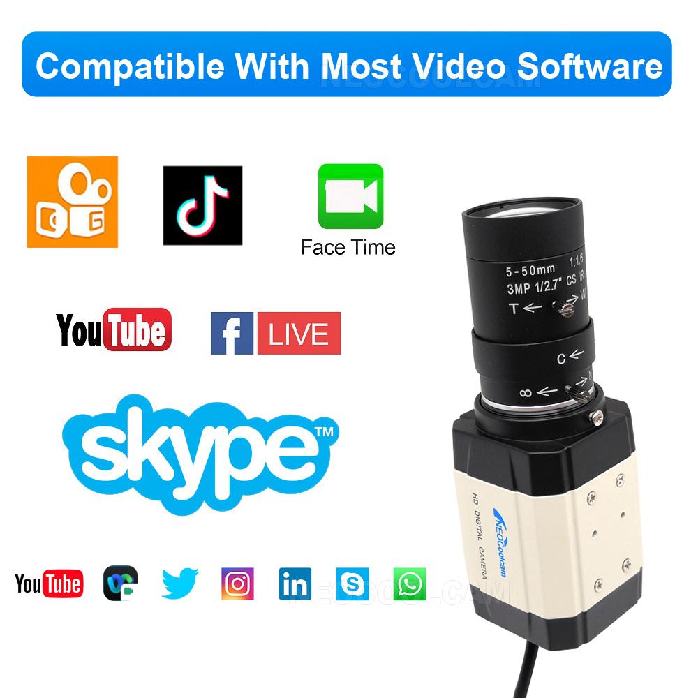 Neocoolcam HD 2K 4 Megapixel USB Webcam UVC OTG Pc Video Camera Mini Công nghiệp 3MP 6 mm 2, 8-12mm 5-50mm ống kính Zoom Varifocal Zoom