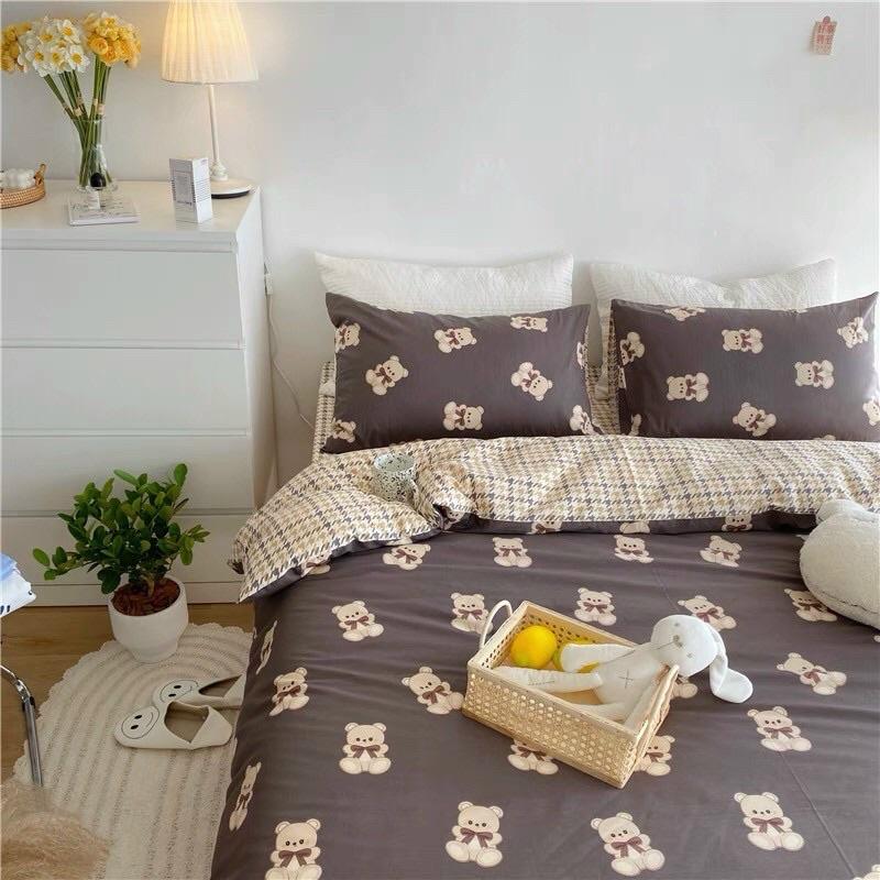 Set Cotton Living Hàng Nhập Khẩu Cao Cấp 4 Món Gấu Teddy
