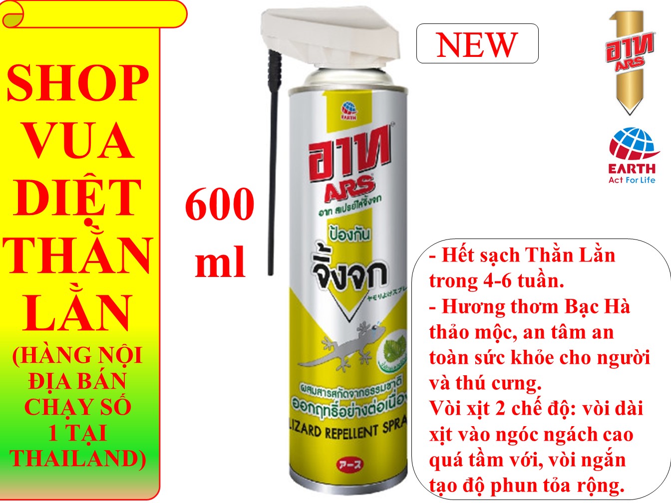 CHAI XỊT DIỆT THẰN LẰN (chai 600ml) - CAM KẾT HÀNG THẬT THAILAND 100