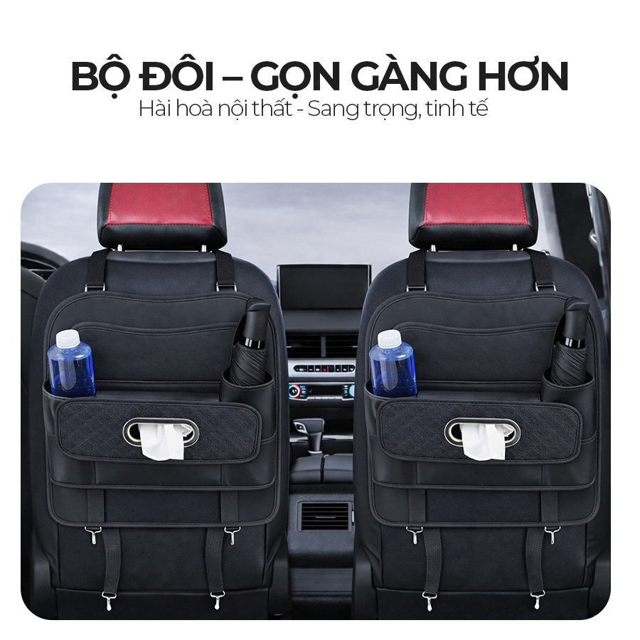 Túi Đựng Đồ Xe Hơi Đa Năng Sau Ghế Ô Tô CIND CD-T011 Da PU Màu Đen - Nhập Khẩu Chính Hãng