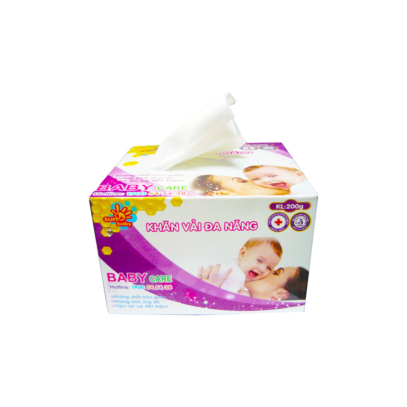 Khăn vải đa năng sunbaby cho bé (1 hộp/200 miếng)