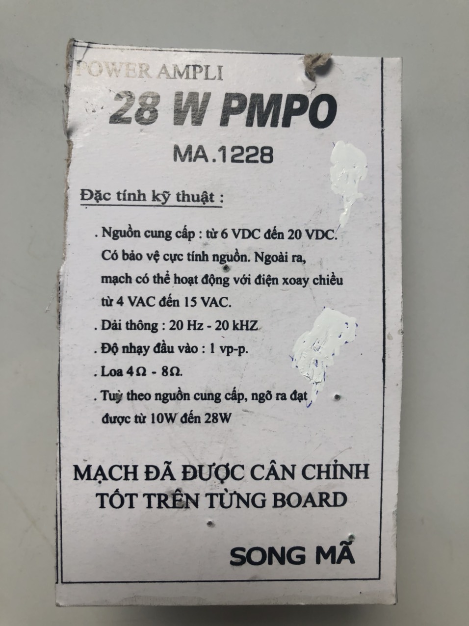 BO MẠCH KHUẾCH ĐẠI LOA ÂM THANH 28W PMPO MA.1228 -SONG MÃ