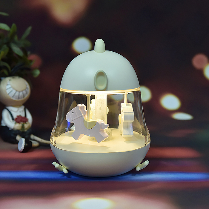 Hộp nhạc đèn led vòng quay ngựa gỗ