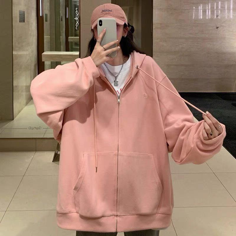 Áo hoodie tay phồng form rộng chất nỉ ngoại cao cấp oversize, Áo Hoodie Nữ Dáng Rộng Có Mũ Tay Dài thời trang, Áo khoác hoodie nỉ trơn unisex chất dày dặn cao cấp có khóa kéo dáng thụng