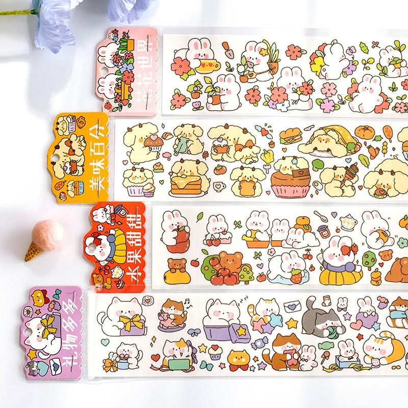 Tấm sticker thú nhỏ đáng yêu (Thỏ, gấu...) trang trí sổ tay bullet journal M006