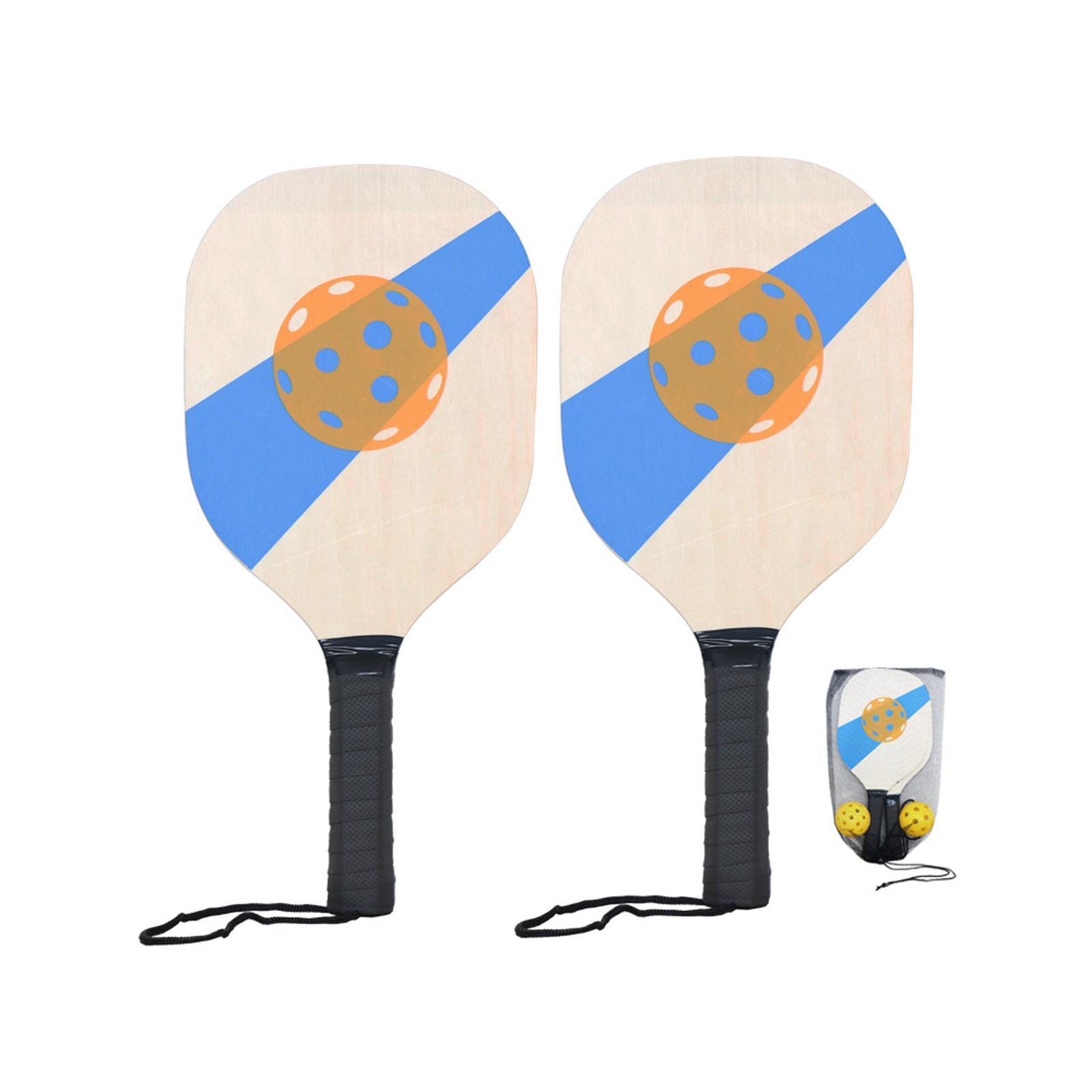 Pickleball Wood Paddle Set Beginner Racket Durable 2 Paddles 2 Pickle Balls