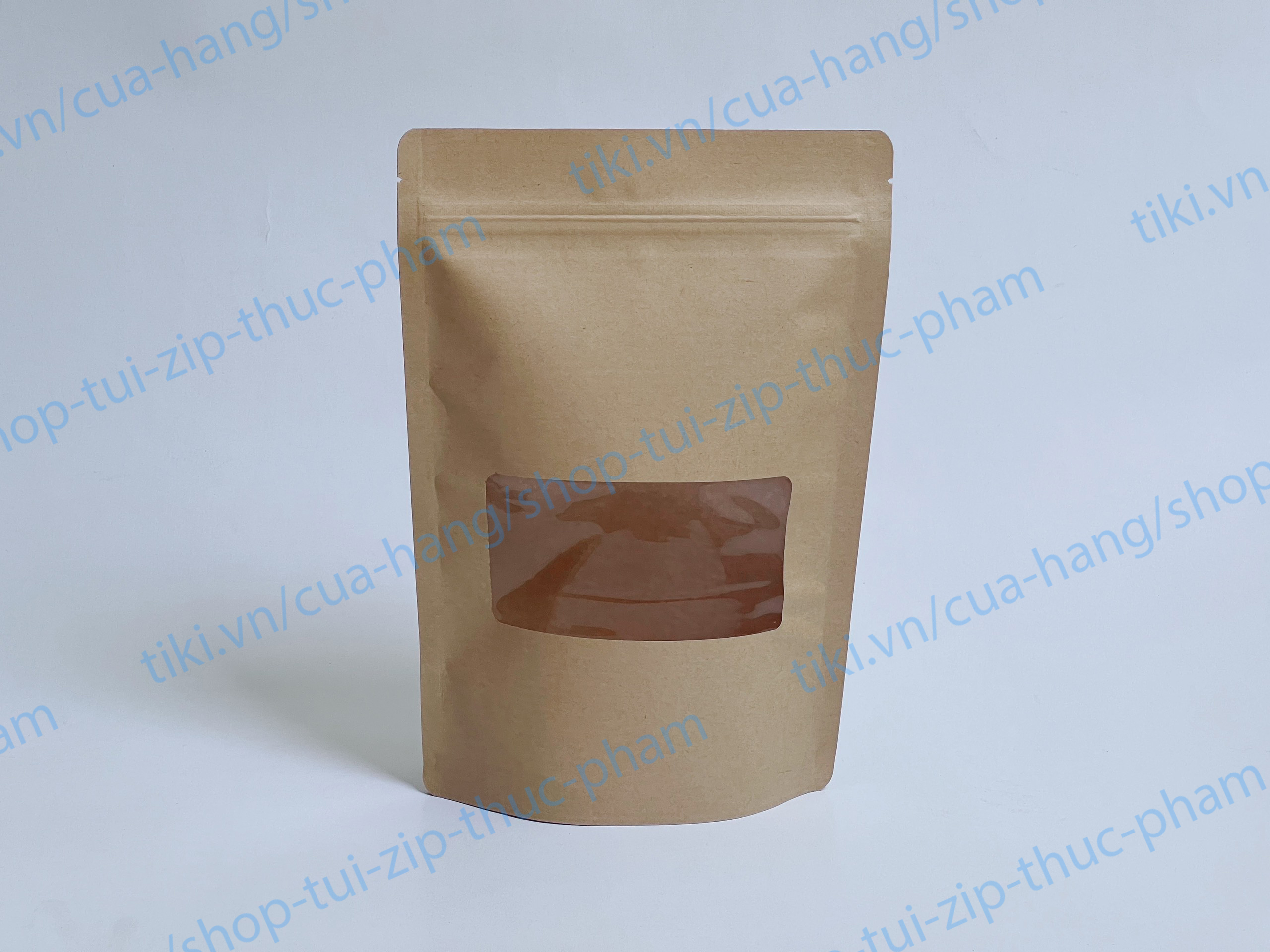 100gram Túi Giấy Cửa Sổ - Túi zip giấy kraft  đáy đứng - Bao Bì Túi Zip Đựng Thực Phẩm Khô