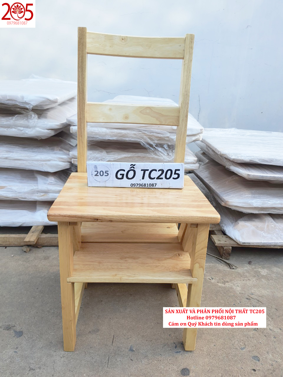 GHẾ THANG GỖ CAO SU 4 BẬC -  - 205 TC Folding Stair Chair