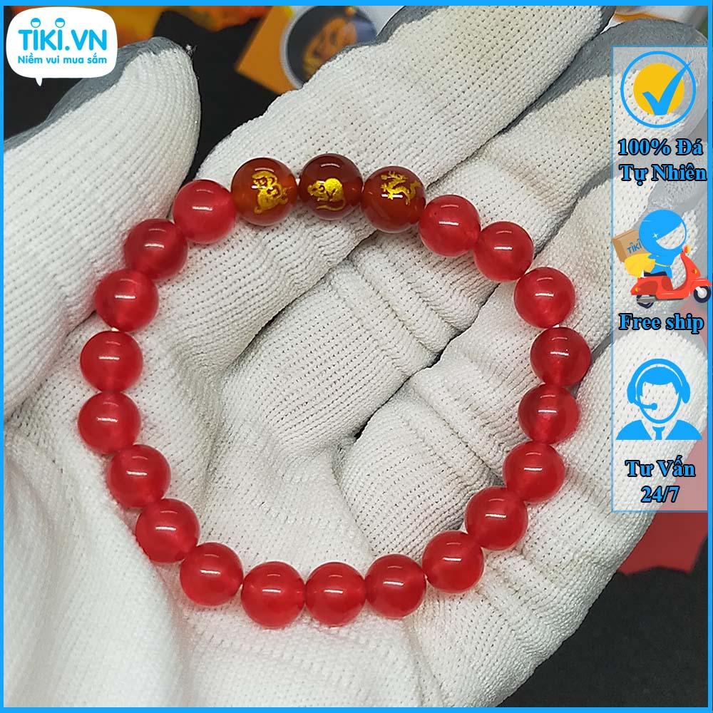 Vòng tay mã não đỏ tự nhiên tam hợp thân tý thìn - size 8 10 12ly cho người mệnh thổ, mệnh hỏa - có khai quang điểm nhãn may mắn tài lộc - bảo hành 12 tháng - PHONG THỦY ANH VŨ
