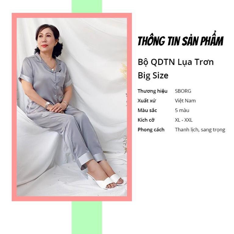 Đồ bộ mặc nhà trung niên SBORG pijama lụa satin phối nẹp sang trọng thoải mai de thương bigsize quà tặng mẹ