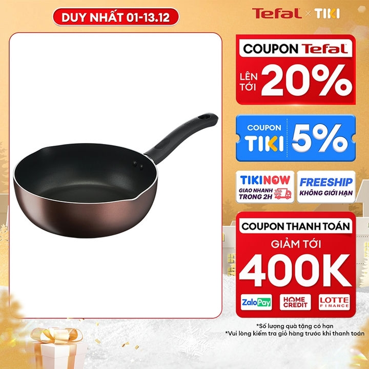 Chảo sâu lòng chống dính đáy từ Tefal Day by Day 24cm, dùng cho mọi loại bếp- Hàng chính hãng