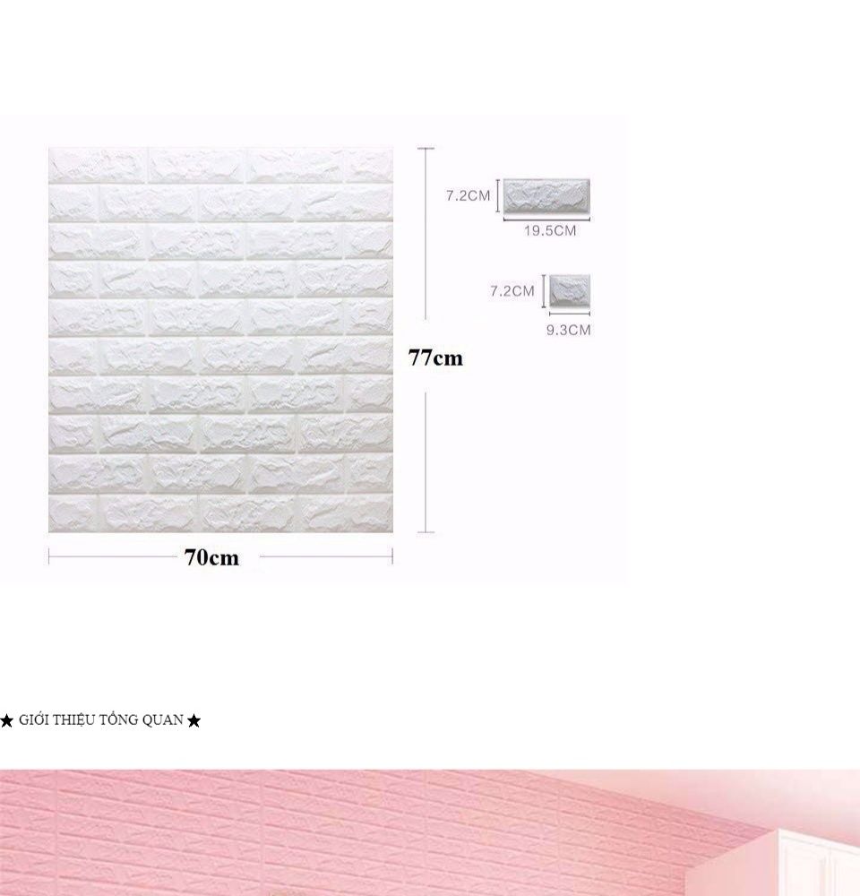 Miếng Xốp Dán Tường 3D Loại Dày 77x70cm Màu Trắng
