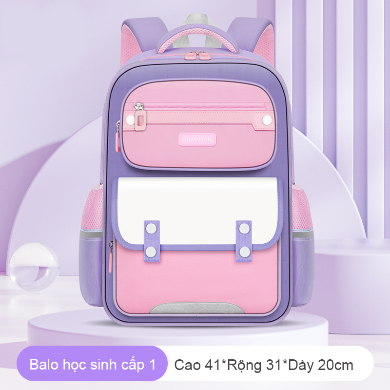 Balo học sinh cấp 1 siêu nhẹ chống gù chống nước cao cấp phong cách châu âu size 41cm -800